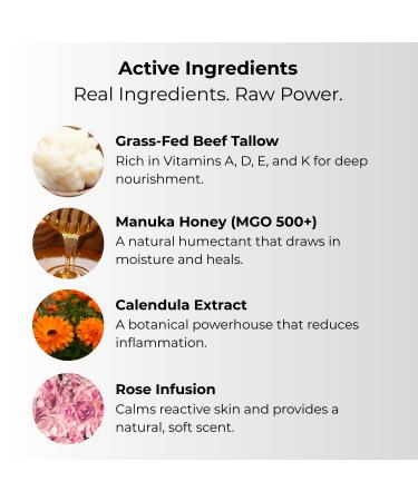 Gle Skincare Beef Tallow Face & Body Moisturizer with Manuka Honey 100% Natural Hydrating Cream for Dry Sensitive & Mature Skin Grass-Fed Tallow Balm for Deep Nourishment & Skin Repair - Buy Online on GoSupps.com