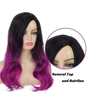 Sallcks Ombre Purple Long Wavy Wig | Side Part Synthetic Heat Resistant Wig for Women - Ideal for Daily Wear, Parties & Halloween Costumes - Buy Online on GoSupps.com