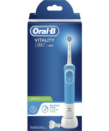 Oral-B Vitality 100 Crossaction Electric Toothbrush White Blue - 2 Piece Set - Buy Online on GoSupps.com