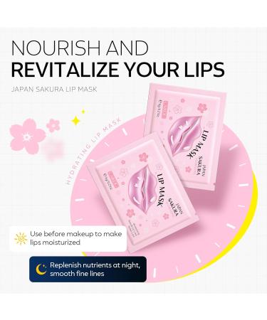 AKARY Sakura 10 Pieces Hydrating Lip Mask - Collagen Crystal Gel Pads for Moisturizing Fine Lines Reduction & Dead Skin Removal | Anti-Chapped Lip Care - Buy Online on GoSupps.com