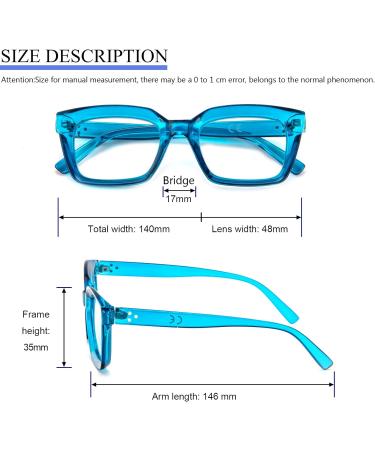 MMOWW Oversized Anti Blue Light Reading Glasses for Women - Square Frame, Transparent Blue 1.0 - Buy Online on GoSupps.com