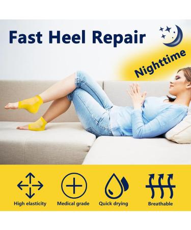 Moisturizing Gel Heel Socks - 2 Pairs for Cracked Feet Care | Night Treatment for Dry Heels | Spa Socks for Men & Women - Yellow Regular - Buy Online on GoSupps.com