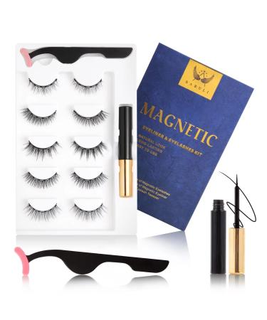 Magnetic Eyelashes Magnetic lashes Eyelashes magnetic lashes natural Magnetic Eyelashes with Eyeliner False Eyelashes Natural Look-No Glue Needed (5-Pairs) 5pair-1-blue blue