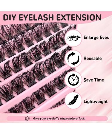 Riya Lash Clusters 120Pcs DIY Eyelash Extenisons Natural Look Wispy Clusters Lashes 8-16MM D Curl Individual Lashes DIY at Home Wispy Fluffy Lash Extensions Reusable Individuals DIY at Home (04) RY-04 - Buy Online on GoSupps.com