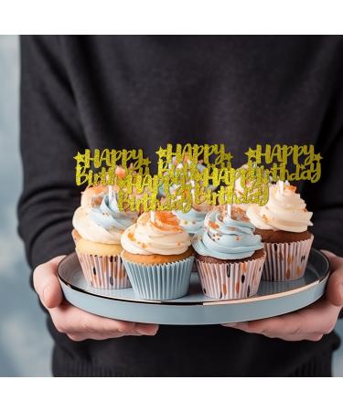 Happy Birthday CupCake Topper (Gold) - Buy Online on GoSupps.com