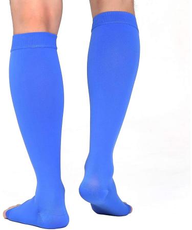 TOFLY Medical Compression Stockings 20-30mmHg Knee High Socks XXL | Open Toe Blue - Buy Online on GoSupps.com