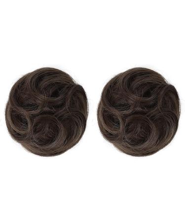 REECHO 2 PCS Mini Claw Clip in Messy & Cat Ears Hair Bun Extensions Wig Accessory Updo Hairpieces for Women Girls (Pack of 2-3.5" Wavy Dark Brown with Copper Highlights) Pack of 2 - 3.5" Wavy Dark Brown with Copper Highlights - Buy Online on GoSupps.com