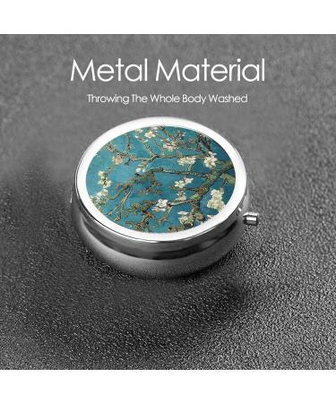 IBILIU Van Gogh Almond Blossoms Pill Case - Portable 3-Compartment Metal Organizer for Vitamins & Medicine - 2x2 Inch - Buy Online on GoSupps.com