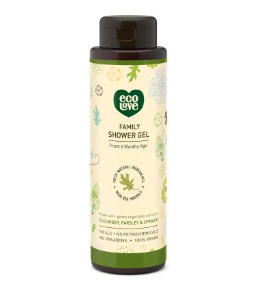 ecoLove - Natural Moisturizing Body Wash for Dry Skin - With Organic Cucumber - No SLS or Parabens - Vegan and Cruelty-Free Shower Gel, 17.6 oz Cucumber, Spinach & Parsley Extract
