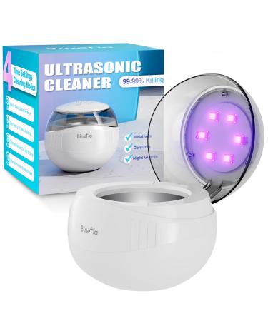 Ultrasonic U-V Cleaner with 4 Modes 50kHz Ultra Sonic for Retainer Denture Mouth Guard Aligner Jewelry 360 Portable Ultrasonic Retainer Cleaner for All Dental Appliance at Home or Travel Use 02