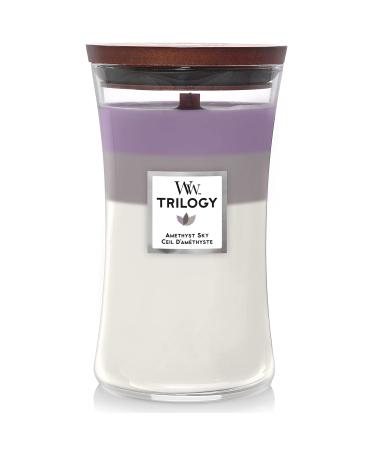 WoodWick Large Hourglass Trilogy Scented Candle with Crackling Wick Amethyst Sky Up to 130 Hours Burn Time Amethyst Sky Hourglass Large