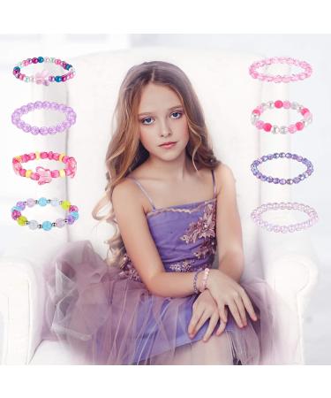 Hicarer 20 Pieces Girl Beaded Bracelets Cute Rainbow Bead Bracelets Colorful Bracelets Princess Bracelets Stretchy Bead Bracelets for Prince Birthday Present (Elegant Style) - Buy Online on GoSupps.com