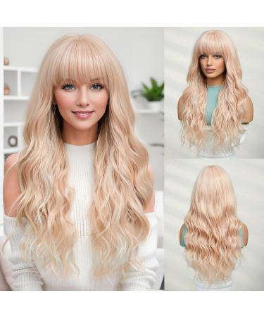 Oefei long light pink blonde wig with pony natural wavy wigs for women natural synthetic hair heat-resistant wigs for daily party cosplay wear light pink blonde (8248-4) - Buy Online on GoSupps.com