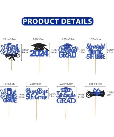 40Pcs 5th Grade Graduation Cupcake Toppers Graduation Cupcake Toppers 2024 Blue Glitter 5th Grade Graduation Party Decorations 2024 Class of 2024 Cupcake Topper for Grade Graduation Party Supplies Bblue - Buy Online on GoSupps.com