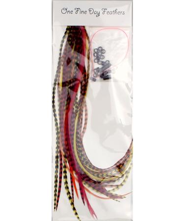 25 Real Feather Hair Extensions 7-9 inch Short Skinny + Rings/Loop (Sunburst) - One Fine Day Feathers - Buy Online on GoSupps.com