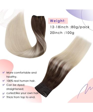 Vivien Wire Extensions - Real Remy Hair Balayage Light Brown & Platinum Blonde - 40cm 80g #8/60 - Buy Online on GoSupps.com