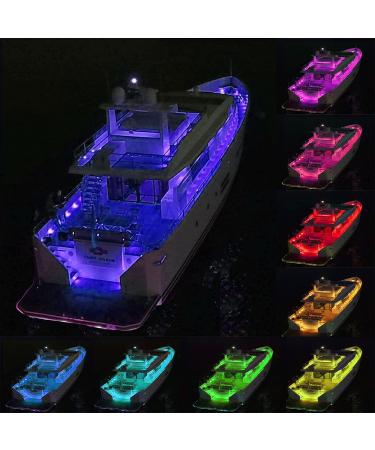 Boat Lights, Waterproof Led Strip Lights, 20 Colors Changing Boat Accessories with Remote, 16.4ft 12V Flexible RGB Lights for Boat Sailboat Kayak Fishing RV Awning Lights