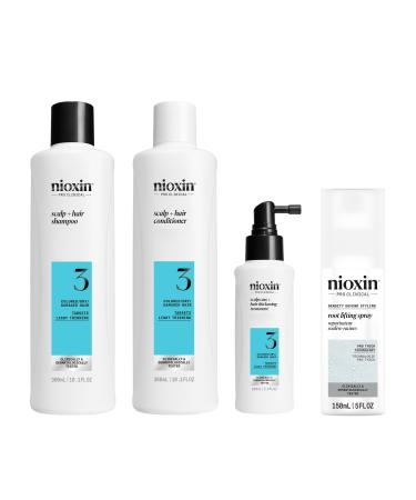 Nioxin Thickening Spray For Natural Hair with Light Thinning Full Size (3 Month Supply) System 3 Kit