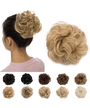 Silk-co Scrunchy Scrunchie Curly Hairpieces Messy Hair Bun Chignons Wavy Donut Updo Synthetic Hair Extensions 25g Dark Brown & Light Brown 25 g Dark Brown & Light Brown