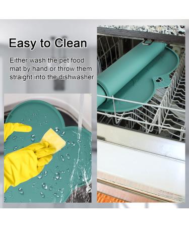 Dog Bowl Mat - Silicone Pet Mat for Food and Water - Waterproof Feeding Tray with Lip - Dark Grey - 17.7 x 11.8 - Buy Online on GoSupps.com