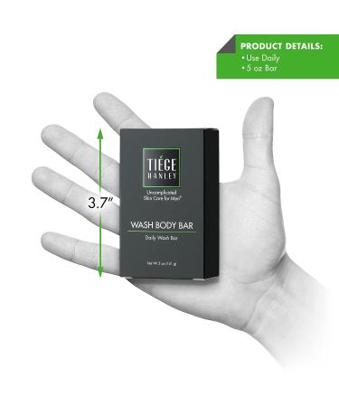 Men's Tiege Hanley Daily Cleansing & Exfoliating Body Bar Soap | Vitamin E, Aloe, Cucumber | Made in USA | 5 oz - Buy Online on GoSupps.com