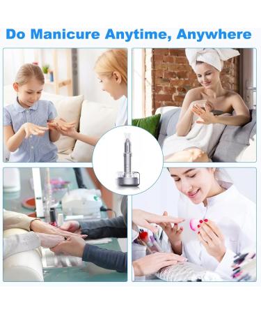Cordless Rechargeable Electric Nail Drill with Stand - 12 in 1 Electric Nail File Kit for Acrylic and Gel Nails Manicure Pedicure Tools for Shaping and Polishing Includes 100 Grinding Heads - Buy Online on GoSupps.com