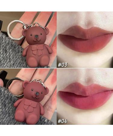 VARCHIT 6PCS Keychain Bear Lipsticks - 2 in 1 Matte Lip Mud Set - Long Lasting & Waterproof Lip Stain - 6 Colors - Buy Online on GoSupps.com