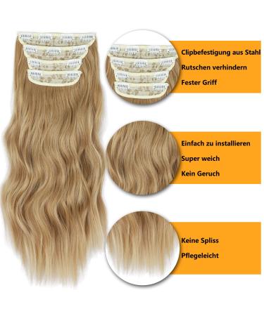 Clip-In Ombre Blonde Hair Extensions - Affordable Synthetic Double Weft 50cm 200g - Realistic Braid & Hair Part for Women - Buy Online on GoSupps.com