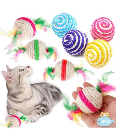 Shengruili cat sisal ball 8 pieces sisal rope ball pet cat toys balls environmentally friendly kittens balls kitten toys balls kitten toys interactive cat toy ball ball-c-8