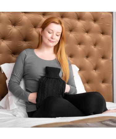 FiNeWaY 2L Hot Water Bottle Body Warmer with Pocket for Pain Relief | Knitted Black | Back, Neck, Shoulder, Leg Arthritis Relief - Buy Online on GoSupps.com