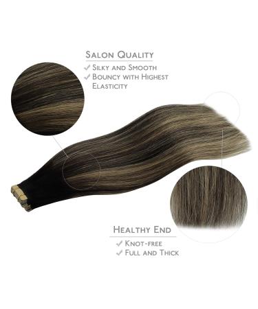 Real Hair Tape Extensions - 20pcs 60g 65cm Balayage #1B/16/1B - Silky Straight Remy Invisible Skin Weft for Natural Look - Buy Online on GoSupps.com