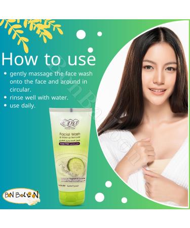 Buy Eva Facial Wash & Makeup Remover 150ml | Cucumber & Yoghurt Enriched - Revitalize Oily Skin Reduce Dehydration | International Shipping - Buy Online on GoSupps.com