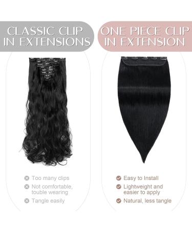 SEGO Hair Part Clip in Extensions - Real Thick Human Hair #1 Smooth Black 1 Tresse 5 Clips 18 (45cm) 90g - Buy Online on GoSupps.com