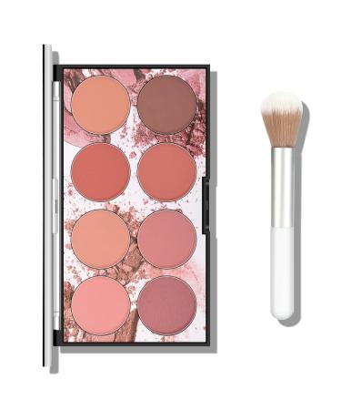 KYDA 8 Colors Face Blush Palette,Light Luxury Blush Palette Matte Blush Powder Bright Shimmer Face Blush,Contour and Highlight Blush Palette with Brush, by Ownest Beauty