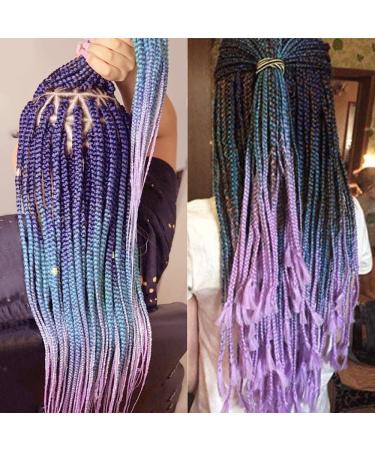 Colorfulpanda Ombre Jumbo Braid Hair Extensions - 24 Inch 100g Kanekalon for Crochet Twist - Dark Lila/Blue/Light Purple - Buy Online on GoSupps.com