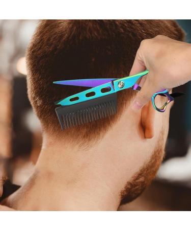 Fovolat Hairdressing Scissors 6 Inch Stainless Steel Hair Cutting Scissors | 2 in 1 Stainless Steel Hair Cutting Professional Barber Haircut Scissors for Elderly Children Green - Buy Online on GoSupps.com