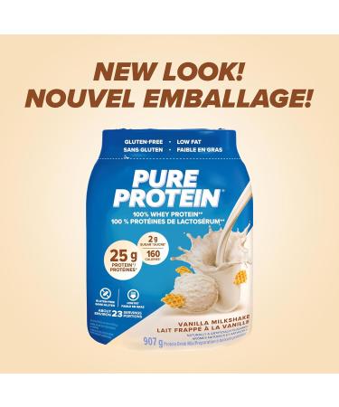 Pure Protein Whey Protein Powder - High Protein (25 g/scoop) Low Sugar (2 g/scoop) Gluten Free - Fast-Acting Formula Vanilla 907g (Packaging May Vary) Vanilla 907.0 g (Pack of 1) - Buy Online on GoSupps.com