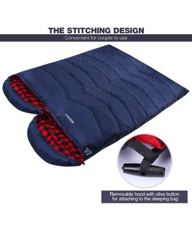 REDCAMP Flannel Sleeping Bag for Adults with Detachable Hood - Comfortable Cotton Camping Bag - Red/Grey/Blue - 3lbs Filling - Buy Online on GoSupps.com