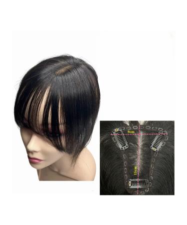 Bangs Clip in Bangs Transparent Swiss Lace Human Hair Bangs Clip In Fringe Hairpieces Extension For Women Breathable Remy Hair Bangs for Women Curved Bangs for Daily Wear (Color : 9x11 Natural blac 9x11 Natural black