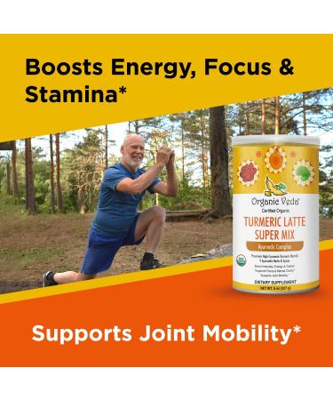 Organic Veda Turmeric Golden Super Milk Latte Mix - USDA Certified, High Curcumin & Ayurvedic Herbs for Energy, Focus & Immune Support - 8 oz - Buy Online on GoSupps.com