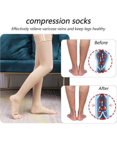 MDRCG Compression Stockings for Men & Women - Edema & Varicose Vein Support - Class 1 Thigh High Socks - Buy Online on GoSupps.com