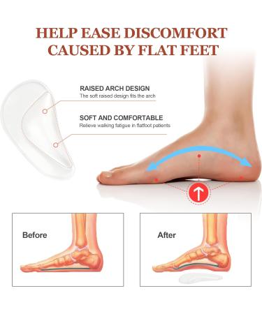 Arch Support Insoles for Flat Feet - 6 Pairs Gel Cushions for Plantar Fasciitis | Adhesive Reusable & Pain Relief | Unisex Sizes - 2 Clear 2 Beige 2 Black - Buy Online on GoSupps.com