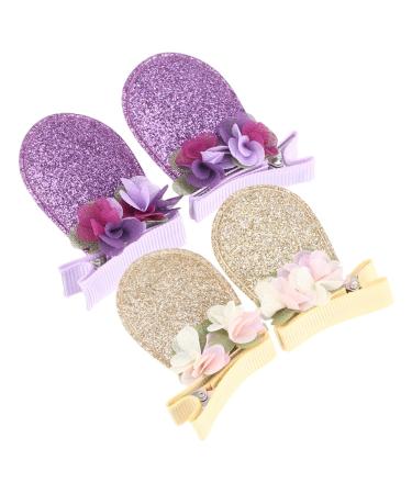 FRCOLOR 6 Pairs bunny ear hair clip easter hair barrettes bunny ears hair clips chinese new year costume rabbit hairpins sequin rabbit hair clips Sequin Glitter delicate top clip baby girl