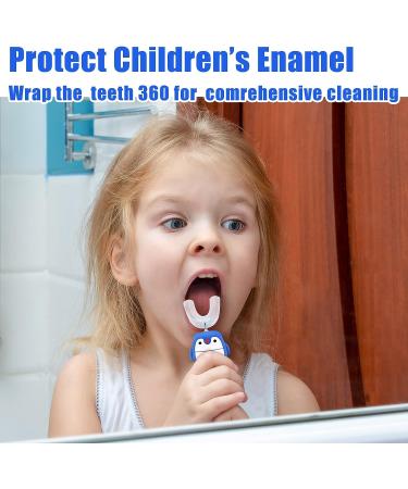 Kids Ultrasonic Electric Toothbrush with Automatic Timer | 5 Clearing Modes | IPX7 Waterproof | Penguin Style | Ages 2-6 - Buy Online on GoSupps.com