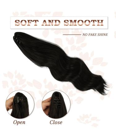 Fine Ponytail Extensions Clamp - 50 cm Wavy Clip-In Hair Extensions for Women - Natural Black Braid - Buy Online on GoSupps.com