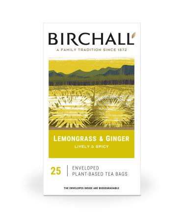 Birchall Tea Bags Lemongrass & Ginger Herbal Tea Gift Set Caffeine Free Tea Bursting with Full Flavour Perfect Vegan Gifts 25 Enveloped Plant-Based Tea Bags