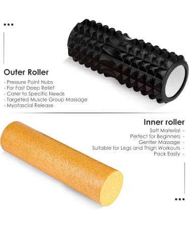 Standard Fascia Roll & 2-in-1 Foam Roller Set for Effective Trigger Point Massage - Perfect for Back Neck and Leg Relief Indoors & Outdoors - Buy Online on GoSupps.com