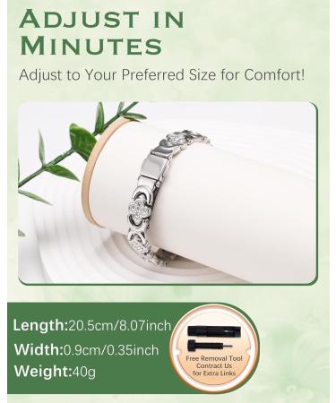 Jeracol Titanium Steel Magnetic Bracelet for Women - Lucky Clover Design with Folding Clasp - Adjustable & Includes Sizing Tool - Gift Box Included - Buy Online on GoSupps.com
