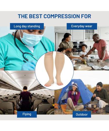 Buy Plus Size Compression Socks (S-7XL) 20-30 mmHg - Wide Calf Open Toe Support for Circulation Varicose Veins & Edema - USA Shipping Available - Buy Online on GoSupps.com