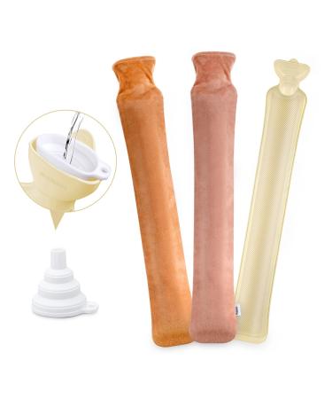 Heat bottle long hot water bottle with a soft cover with 2 pieces of super soft covers hot water bottle large 2 liters - 73 x 13cm high capacity hose heat bottle for shoulder neck heat bottle - Buy Online on GoSupps.com